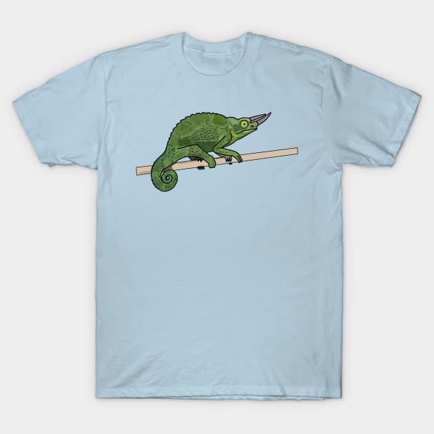 Jackson's chameleon cartoon illustration T-Shirt by Miss Cartoon